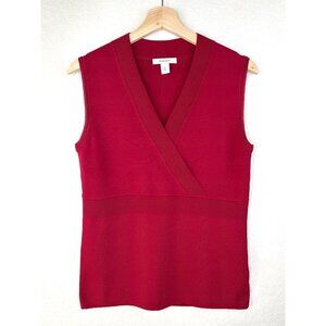 Dressbarn Red V-Neck Sleeveless Knit Top Size Medium